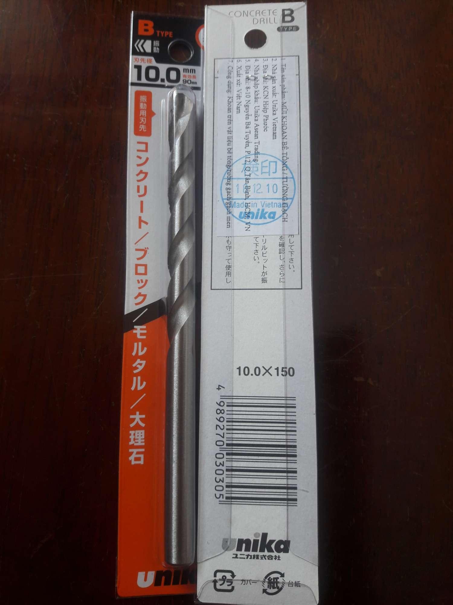 [HCM]Mũi khoan bê tông chuôi tròn Unika B10.0*150mm