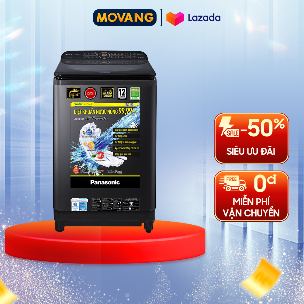 - Máy Giặt Panasonic inverter 11.5 Kg NA-FD11AR1GV - truyền động dây Curoa tiết kiệm điện lồng giặt Thép không gỉ tốc độ vắt 700 vòng/phút