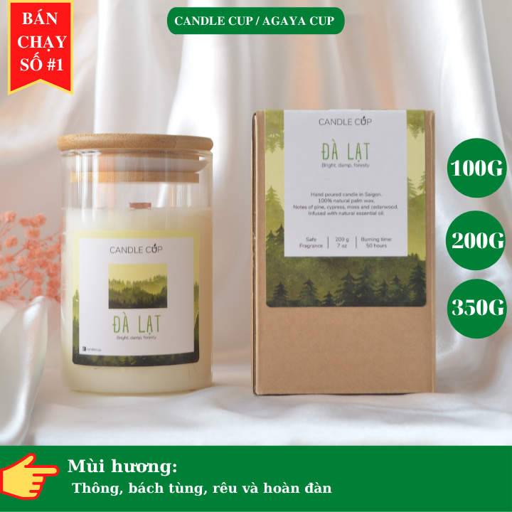 Nến thơm AGAYA Candle Cup hương gỗ thông,bách tùng,rêu và hoàn đàn - Mùi ĐÀ LẠT