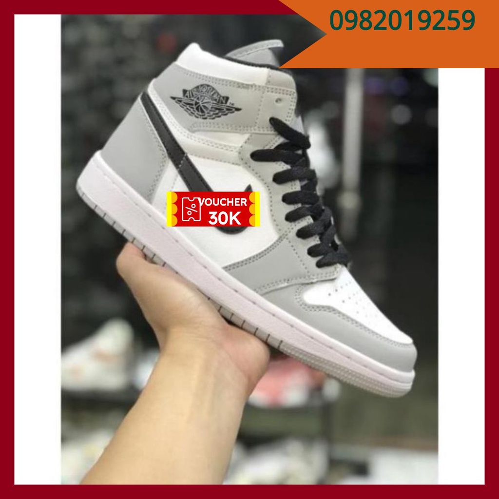 Giày Jordan🏆🏆Sneaker Ghi Xám Vạch Đen Cổ Cao Full Box Bill