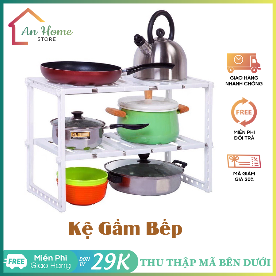 Kệ gầm bếp 2 tầng anhome đa năng, kệ để xoong nồi, kệ gầm bồn rửa tối ưu không gian gầm bếp