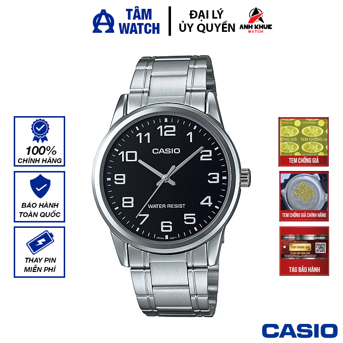 Đồng hồ nam dây kim loại casio standard chính hãng anh khuê mtp-v001d-1budf