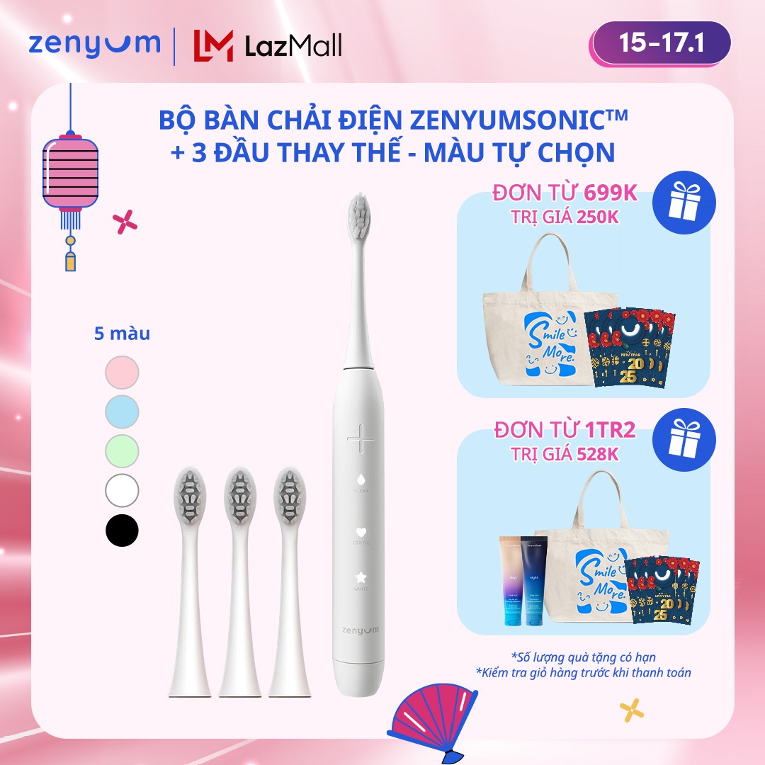 Bộ Bàn Chải Điện Zenyum Sonic + 3 Đầu Thay Thế - Màu Tự Chọn