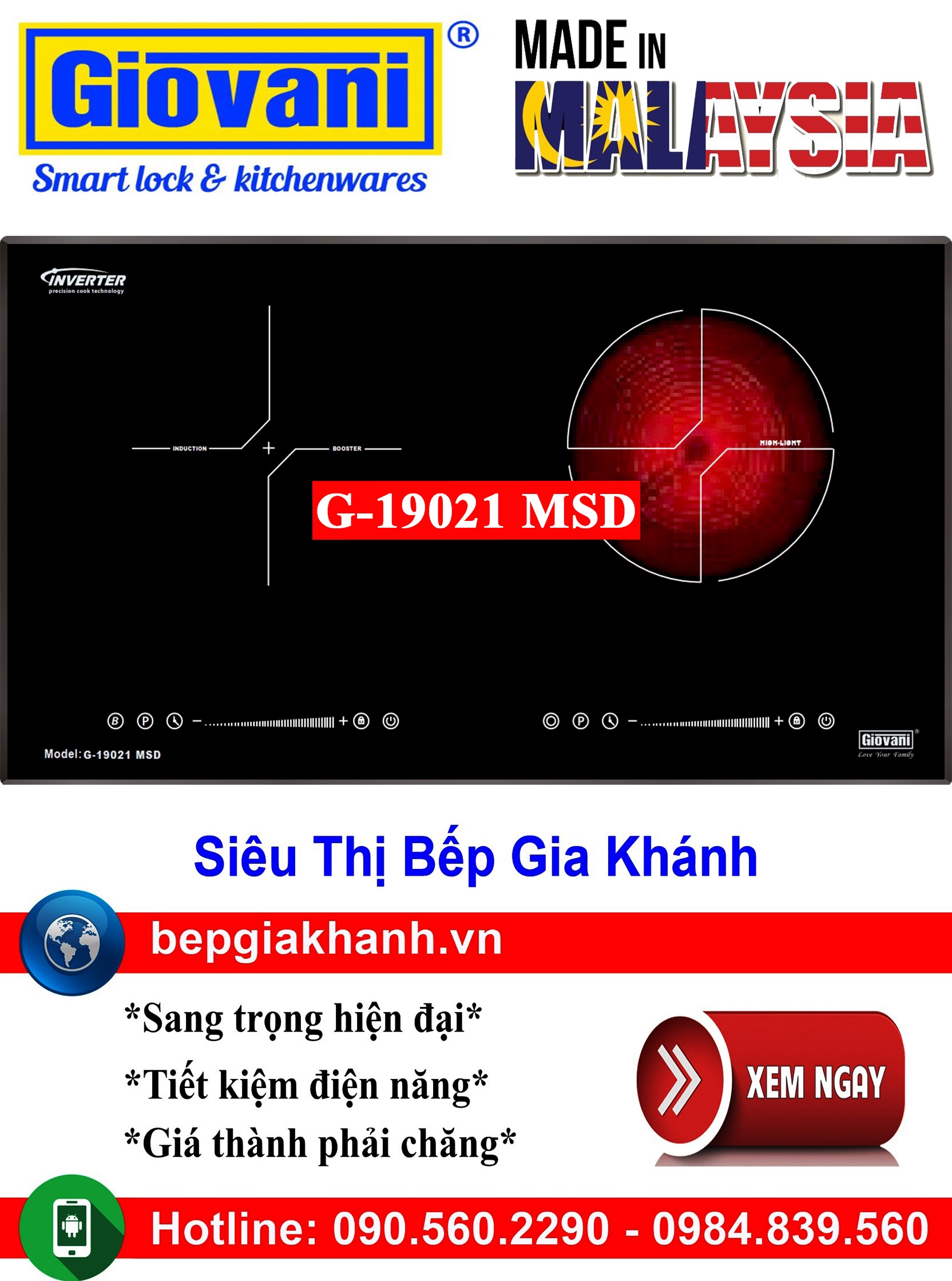 [HCM]Bếp điện từ đôi Giovani G-19021 MSD nhập khẩu Malaysia, bếp từ, bếp điện từ, bếp từ đôi, bếp điện từ đôi, bếp từ giá rẻ, bếp điện từ giá rẻ, bếp từ đơn, bep tu don, bep tu