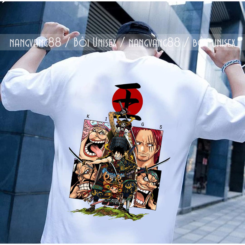 Áo Thun One Piece [ Luffy Đối Chiến Tứ Hoàng ] Unisex Tay Lỡ
