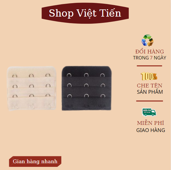 Combo 4 móc nối áo ngực loại 2 móc- 3 móc miếng nới rộng áo ngực 2 nấc-3 nấc VT-178 Việt Tiến