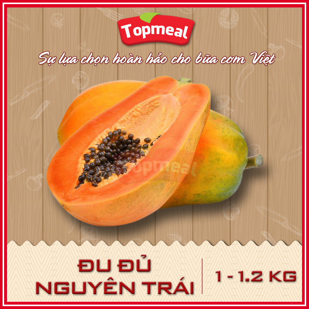Hcm - đu đủ nguyên trái (1 - 1,2 kg)(giao xanh /chín ngẫu nhiên tùy đợt hàng) - [giao nhanh tphcm]