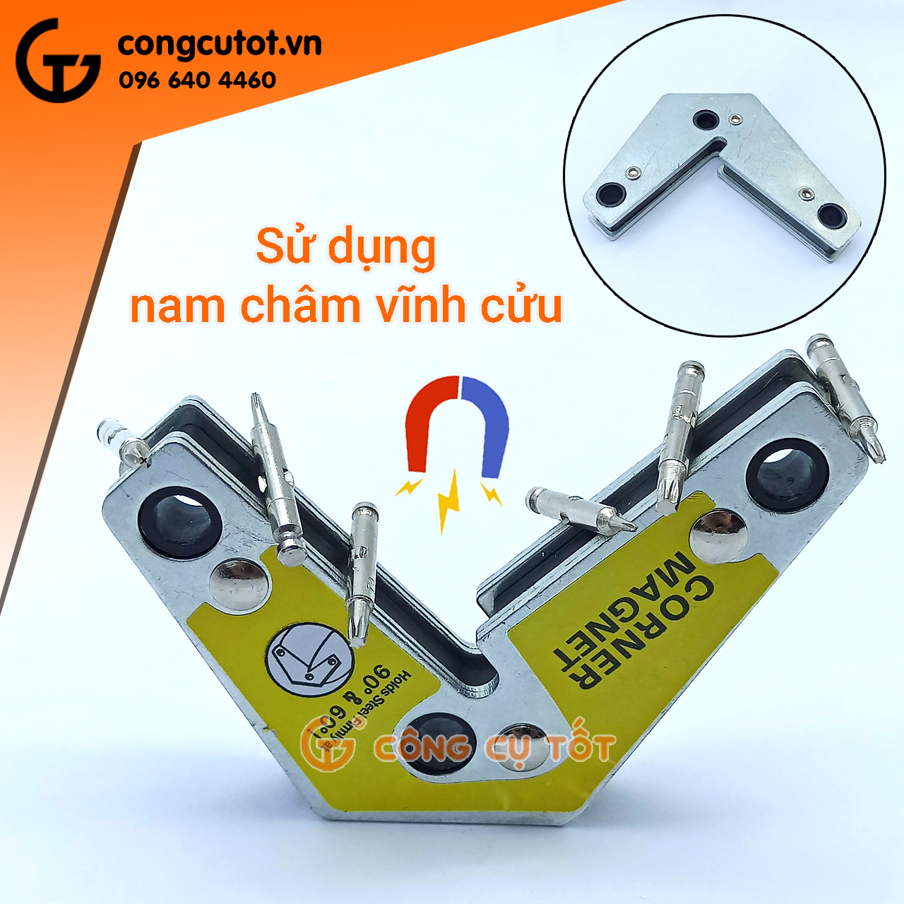 Ke góc nam châm chữ V 9LBS lực hút 4kg
