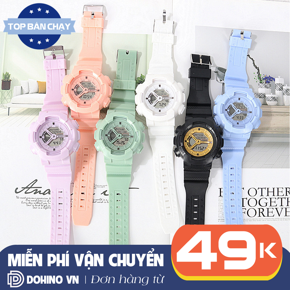 Đồng hồ thể thao nam nữ điện tử chống nước A181 có đèn sáng, dây nhựa nhiều màu cực bền dùng đi học hoặc đi chơi, đồng hồ dùng cho cặp đôi