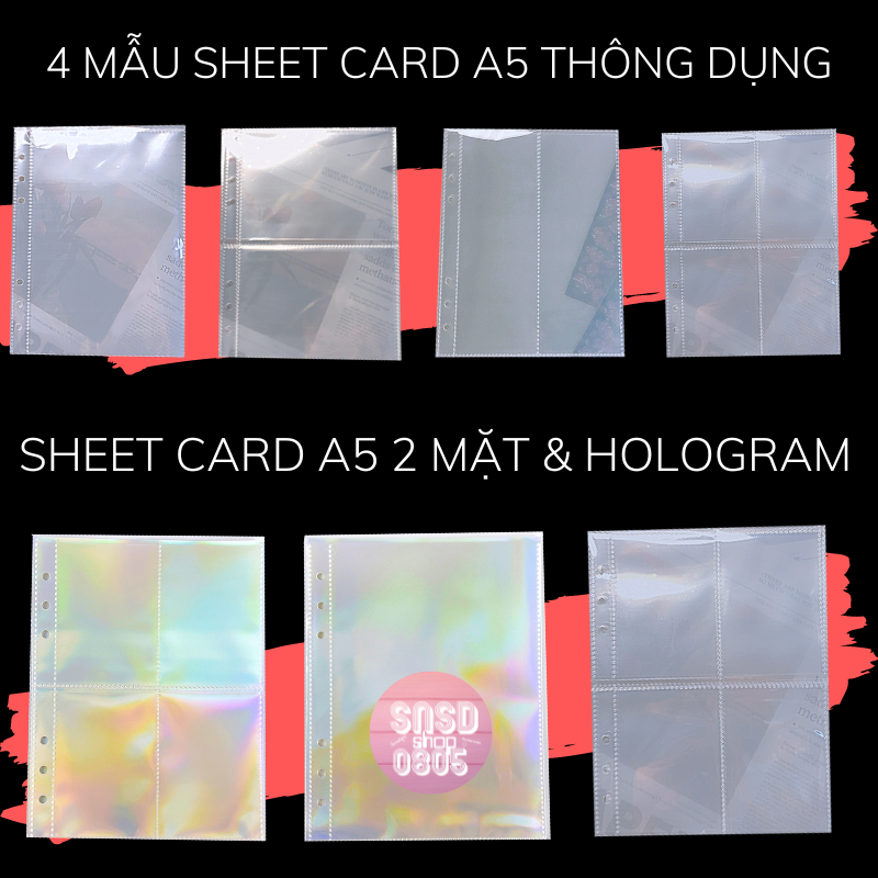 Sheet card a5 đựng card, banner, polaroid, strip. sheet đựng card a5