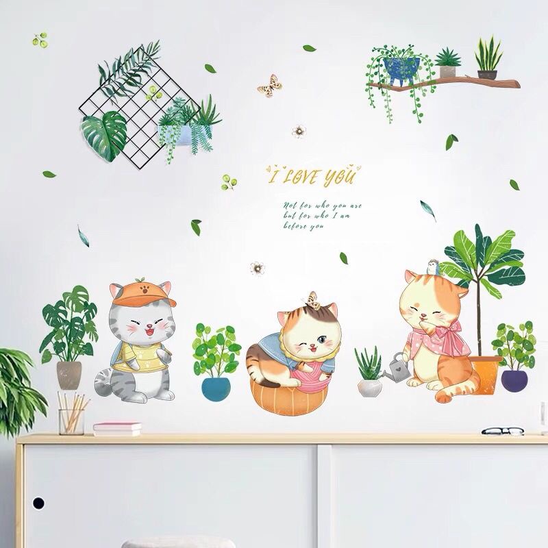 Decal dán tường những chú mèo dễ thương