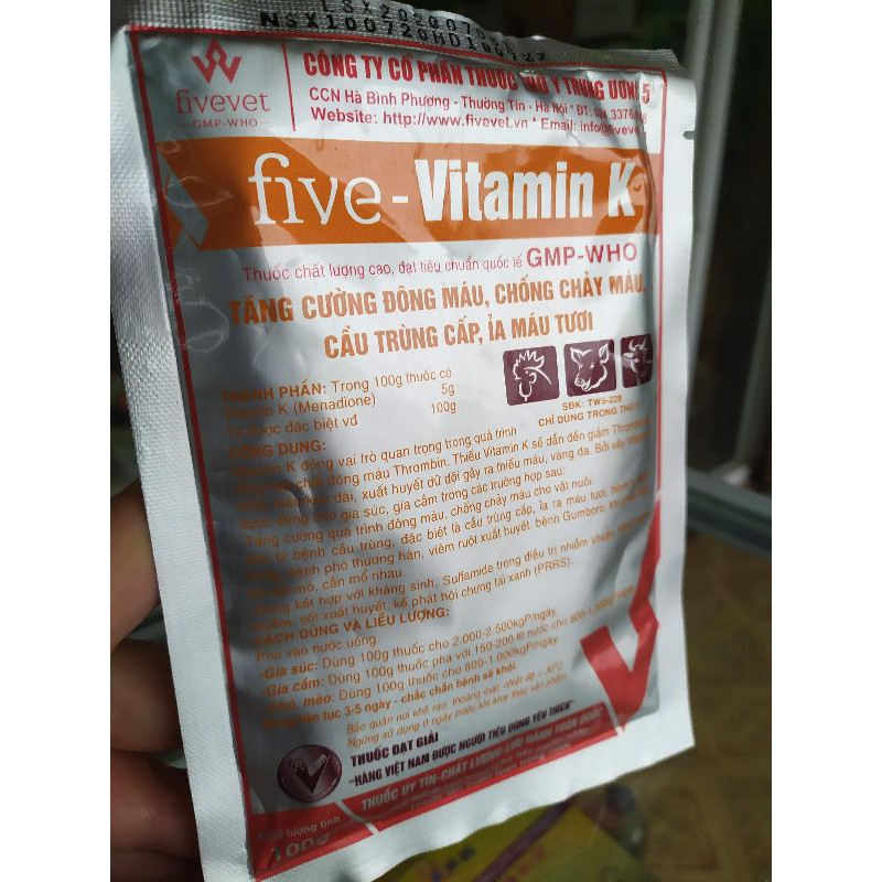 Vitamin K tăng cường đông máu, cầm máu gói 100g