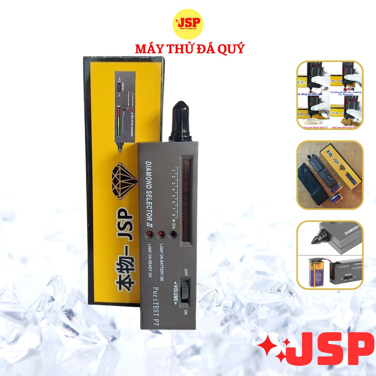 Bút thử kim cương máy thử đá quý JSP phân biệt đá kèm pin và quà tặng ruby thô test bút thử kim cương.