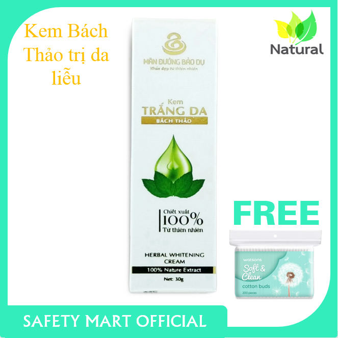 Kem da liễu Bách thảo hỗ trợ bệnh hắc lào, lang ben, nấm ngứa, viêm da, côn trùng cắn đốt... không để lại sẹo - Tặng tăm bông gói cao cấp