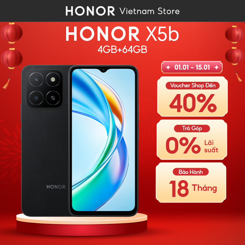  Điện thoại Honor X5b 4GB + 64GB | Pin 5200mAh 90Hz | Màn hình 6.56" | Bảo Hành 18 Tháng Hàng Chính Hãng 