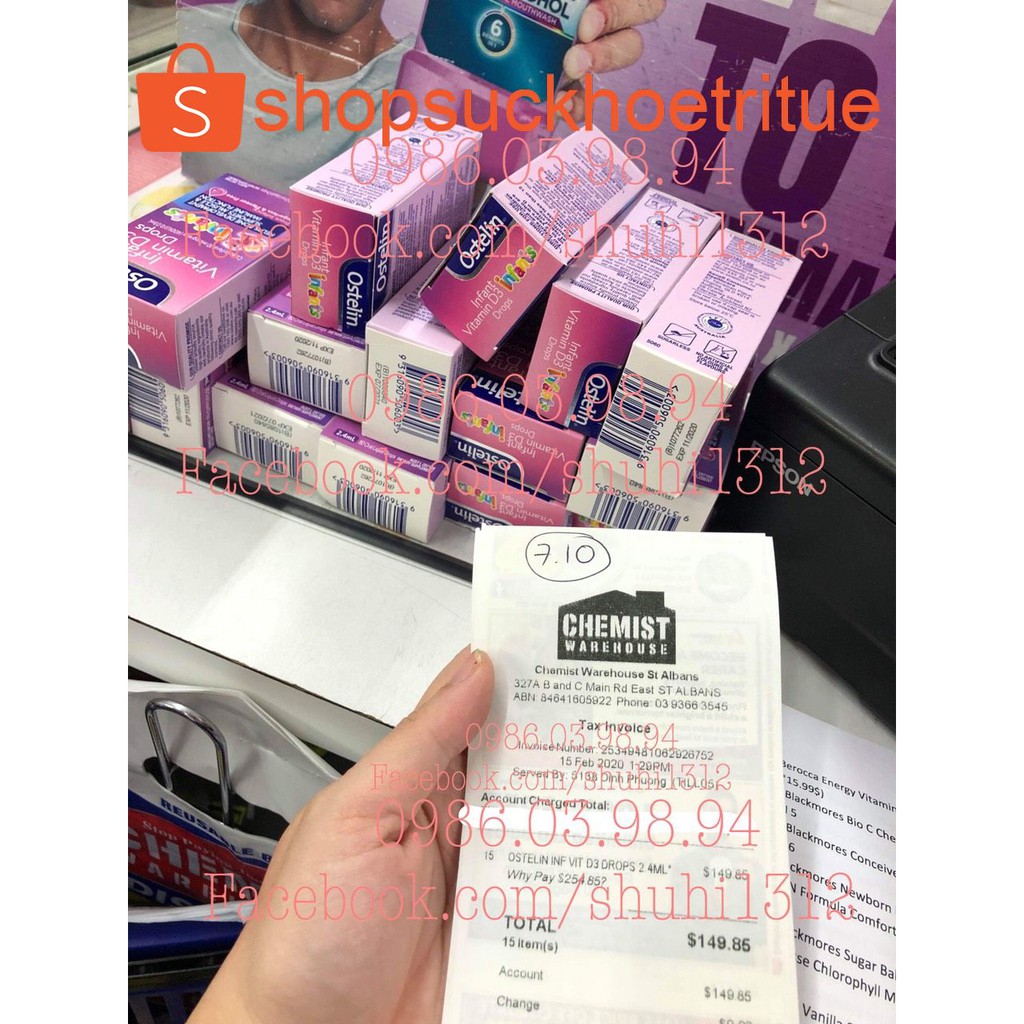 Vitamin D3 Ostelin 2,4ml 400iu dạng giọt cho bé từ sơ sinh 9 (0 - 12 tuổi) của Úc - 80 giọt (đủ bill Chemist)