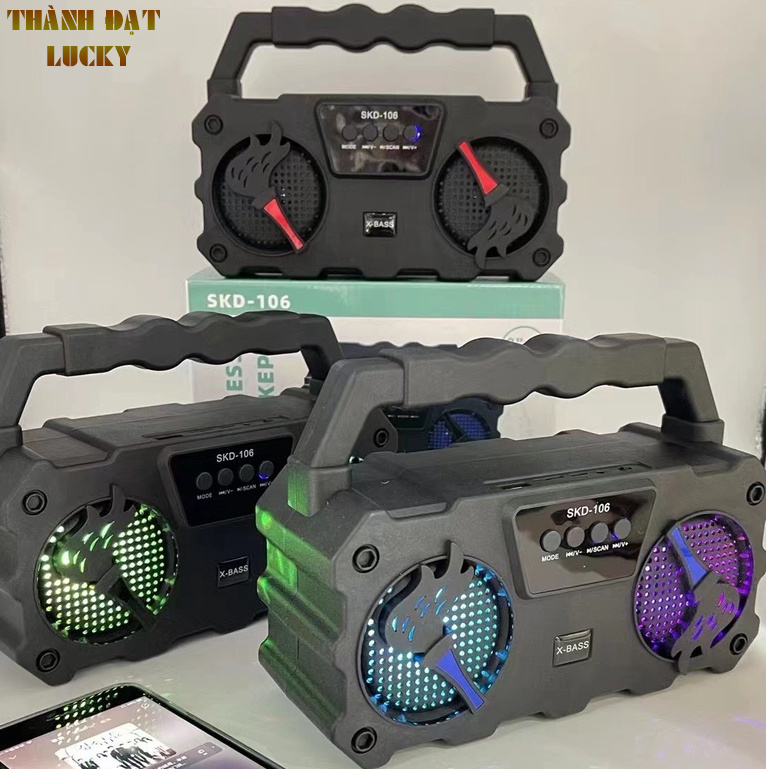 Loa Karaoke Mini Kèm Míc SKD 106 - Loa Hát Karaoke Tại Nha - Âm Vang - Bass Khỏe - Bluetooth 5.0