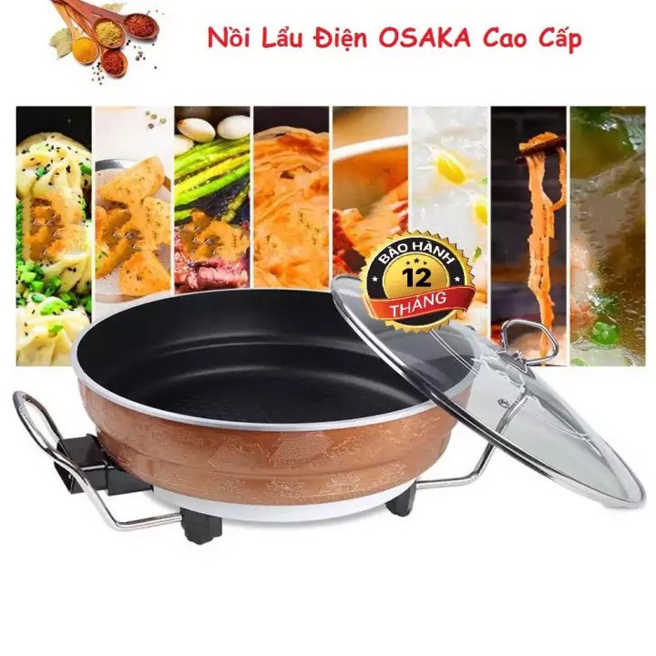 Nồi lẩu đa năng OSAKA Nhật Bản, Bếp lẩu kiêm chảo điện đa năng Osaka họa tiết cao cấp, tiết Kiệm Điện Dung Tích Lớn Đa Dạng Chức Năng Nấu Tiết Kiệm Thời Gian Nấu Ăn Chất Liệu Hợp Kim Nhôm Không Dò Dỉ Điện An Toàn,