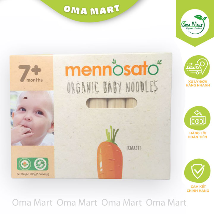 Mì sợi ăn dặm rau củ vị cà rốt hữu cơ cho bé MenNoSato 200g