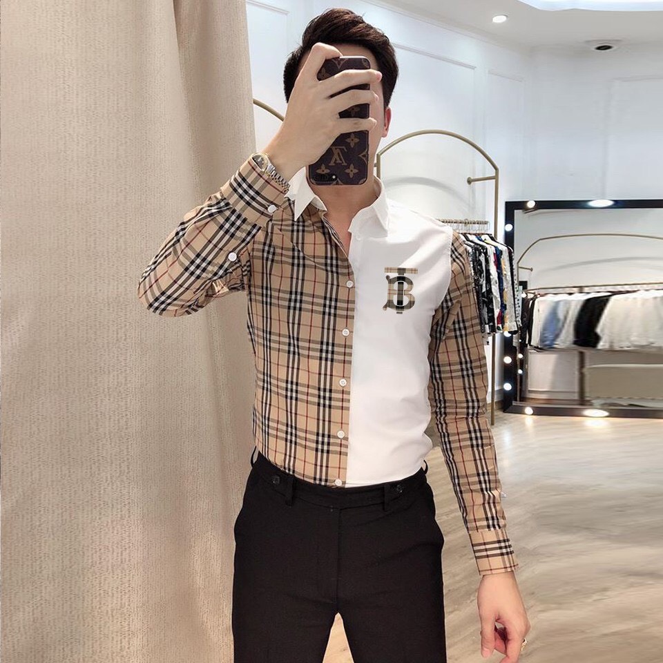 Áo Sơ Mi Nam Trắng Phối BBR Logo TB