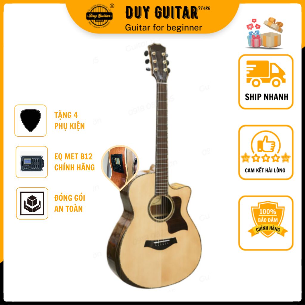 Đàn guitar acoustic DT700X có EQ MET B12 Duy Guitar Store gỗ điệp chất lượng cao cần đàn cẩn xà cừ 