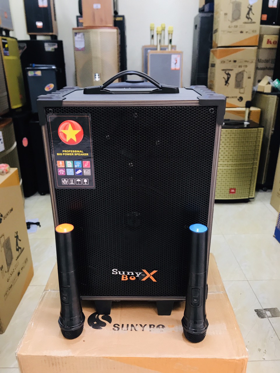 Loa kéo sunybox s8 Loa Bluetooth di động giá rẻ, Tặng 2 Micro Cao Cấp