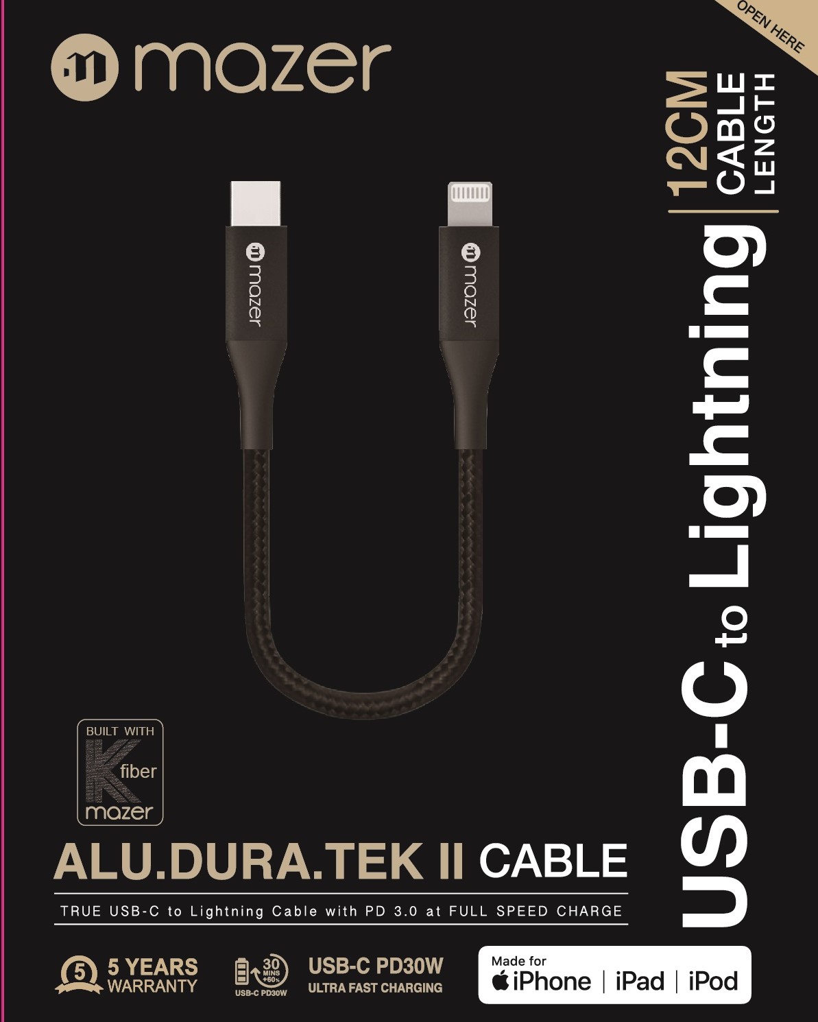 Dây cáp mazer power link ii usb-c to lightning pd30w