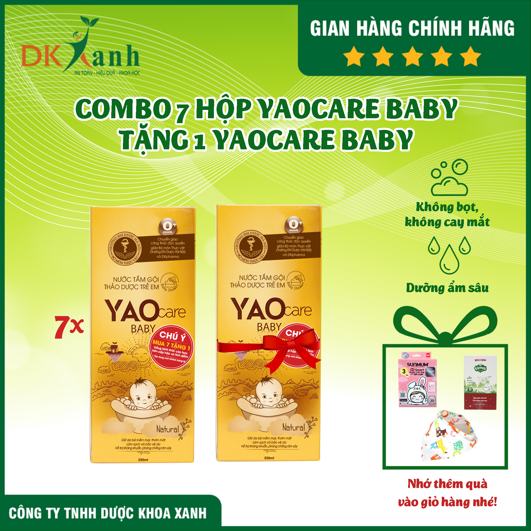 Combo 7 chai nước tắm thảo dược Yaocare baby - DK Pharma hàng đã tích điểm
