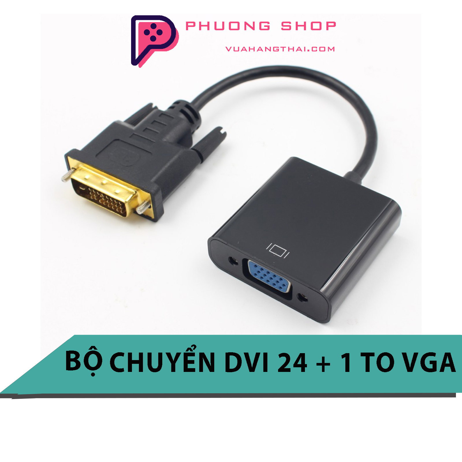 Bộ cáp chuyển dvi sang vga - dvi d 24+1 đực to vga cái dài 23cm -có ic tích hợp trong dây dvi