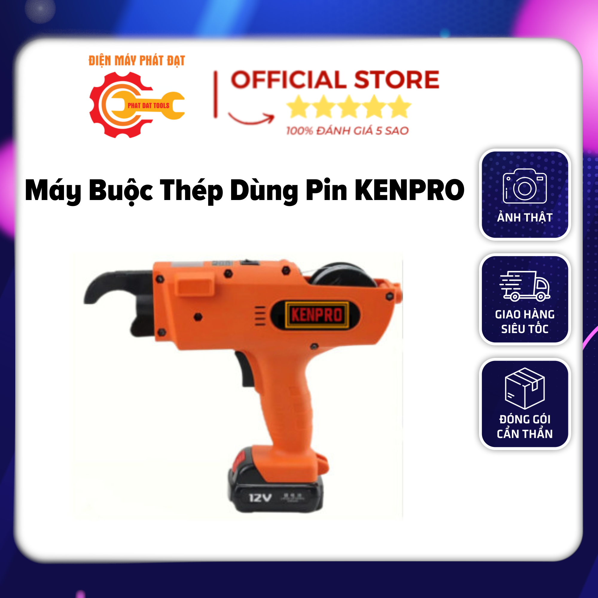Máy Buộc Thép Cầm Tay Dùng Pin KENPRO - Tặng Kèm Cuộn Dây Buộc Thép - Bảo Hành 12 Tháng