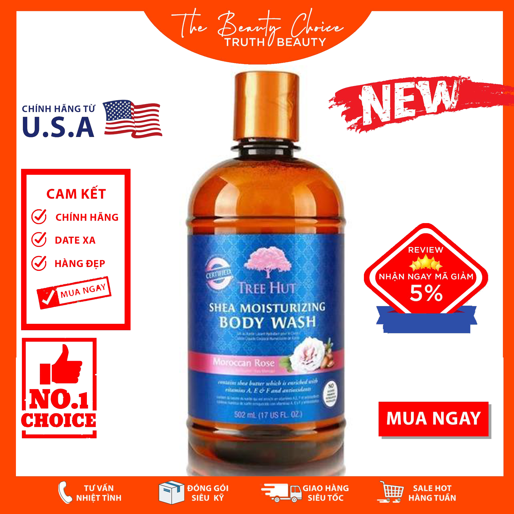 Sữa tắm Tree Hut Shea Moisturizing Body Wash - Moroccan Rose