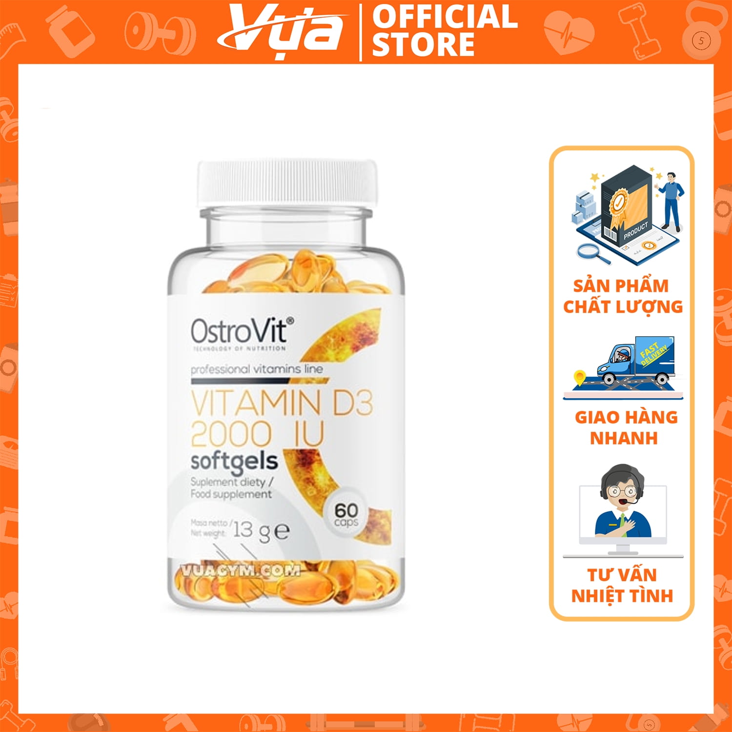 OstroVit - Vitamin D3 2000IU 60 viên - Thực Phẩm Bổ Sung Sức Khỏe Chính