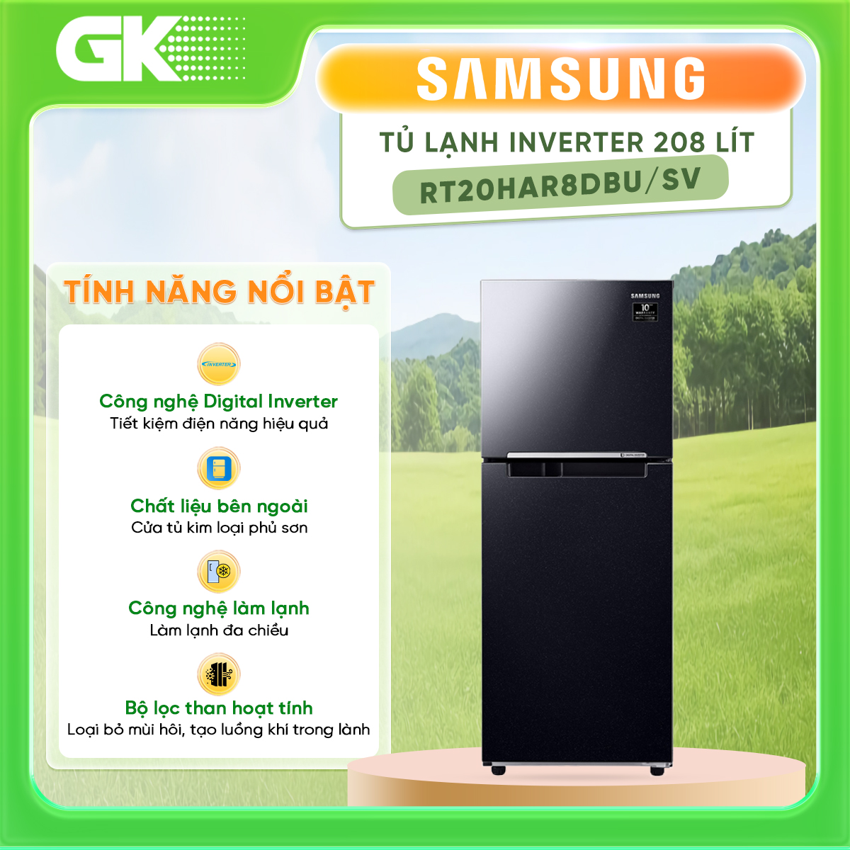 Tủ lạnh Samsung Inverter 208 lít RT20HAR8DBU/SV Mới 2020 - GIAO TOÀN QUỐC - FREESHIP HCM
