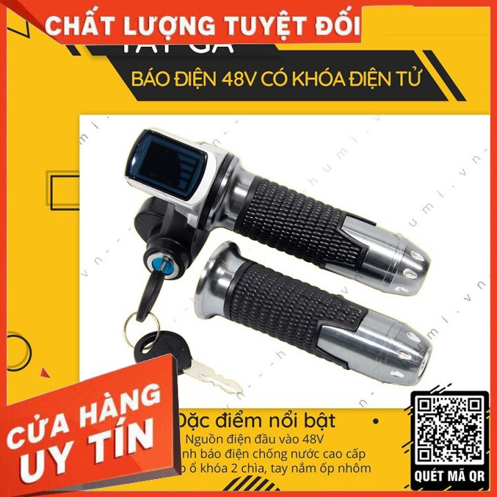Tay ga báo điện có khóa màn hình vuông 48v - hàng cao cấp