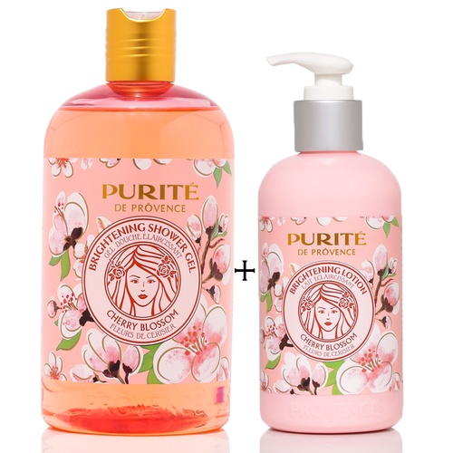 Sữa Tắm 500ml và Dưõng Thể 250ml PURITÉ Sáng Mịn Hương Hoa Anh Đào