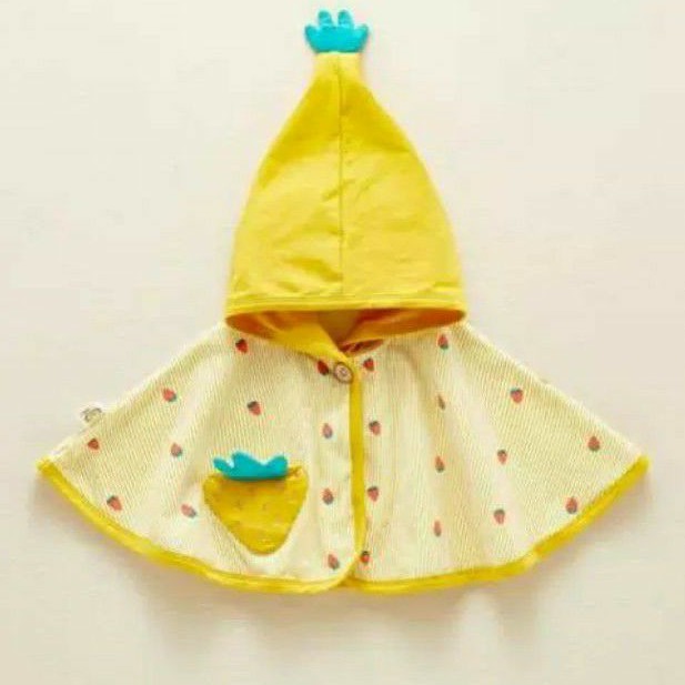 Áo choàng cánh dơi mẫu Dâu Vàng cho bé từ 9-16kg, Áo choàng cho bé trai và bé gái Chất liệu cotton vải dày