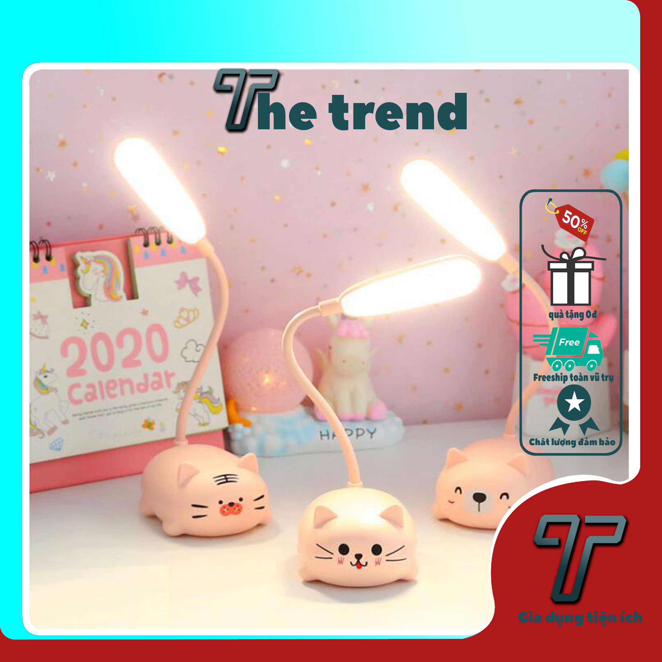 Đèn học cho bé, Led chống cận hình thú dễ thương, Đèn học mini để bàn ánh sáng vàng