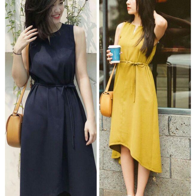 [HCM]đầm Dáng Suông lệch tà 2 màu