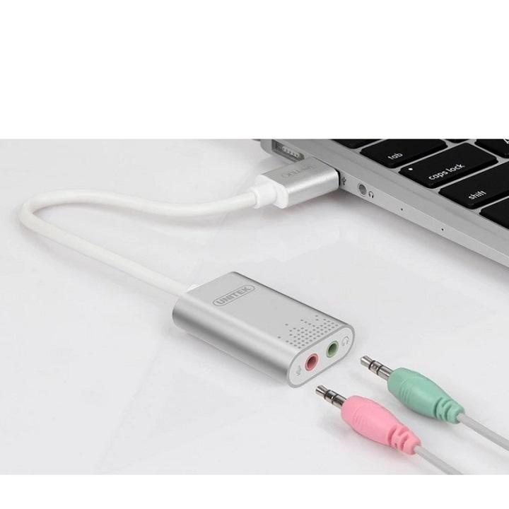 Usb 2.0 sound unitek y - 247 ra 2 cổng jack 3.5mm audio và mic