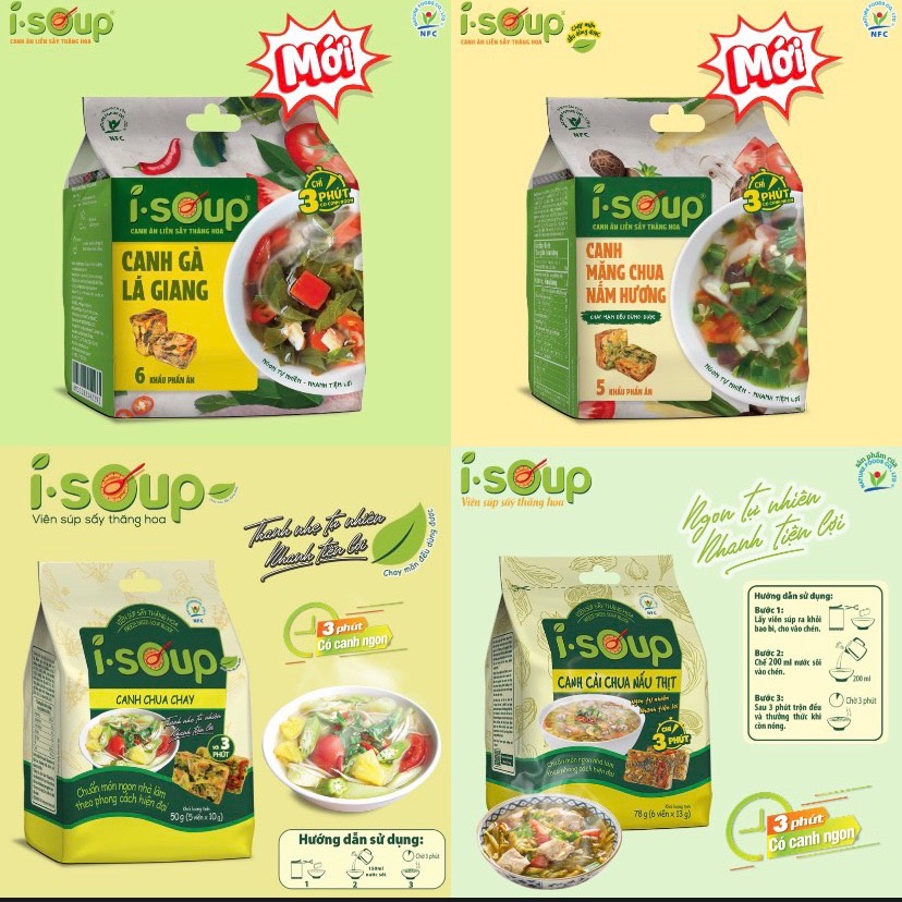 NFC Canh chua ăn liền sấy thăng hoa ISOUP 4 vị COMBO 4 Túi