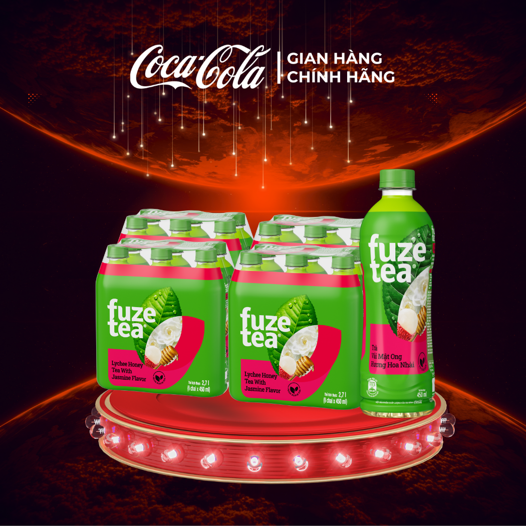 Lốc 24 Chai Trà Mật Ong Hương Lài Vải Fuzetea+ 450ml/Chai Sale 8.8 Coca-Cola Chính Hãng_LD