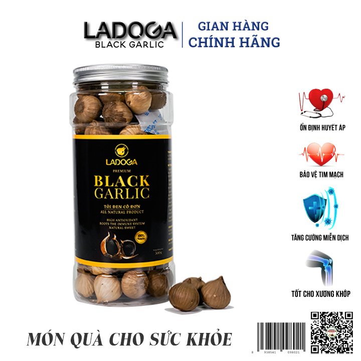 Tỏi đen Ladoga Premium hộp 500g hàng cao cấp lên men tự nhiên 90 ngày, công nghệ Nhật Bản, an toàn vệ sinh thực phẩm.