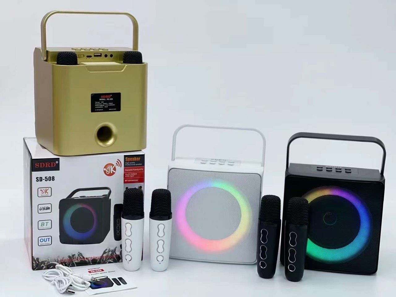 Loa karaoke mini bluetooth sd508, kèm 2 micro