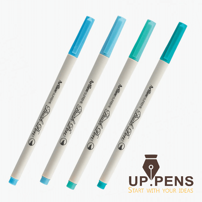 Combo 4 bút lông đầu cọ viết calligraphy Artline Supreme Brush EPFS-F - UP.PENS Collection - Turquoise Colors 1