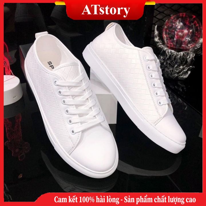 Giày Thể Thao Trắng Full, Giày Sneaker Force Trắng Nam Cá Tính