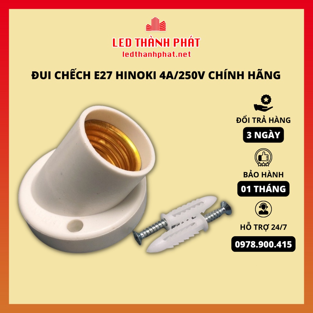 Đui đèn gắn tường chếch 45 độ HiNoki chính hãng , Đui vát E27 bảo hành 3 tháng