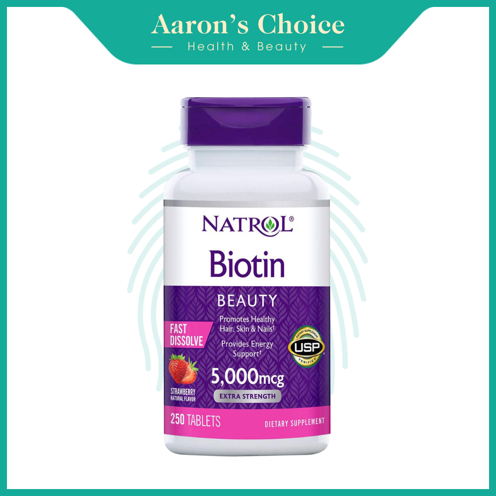 Kẹo ngậm giúp đẹp da, móng, tóc Biotin 5000 mcg - Natrol - Aaron'schoice