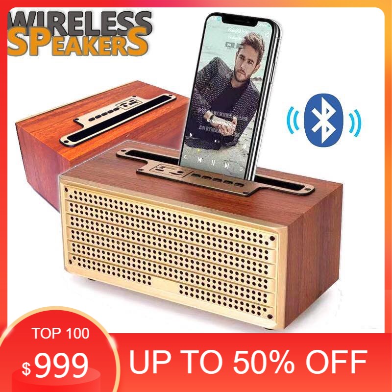 Loa Bluetooth _ loa nghe nhạc _ Loa Bluetooth 5.0 _ Loa bluetooth XM-5H - Kết nối bluetooth 4.0 - Phong cách cổ điển - Vỏ gỗ sang trọng, bass trầm ấm_ Đầy đủ kết nối AUX, USB, SD card - Loa vintage tích hợp giá đỡ điện thoại