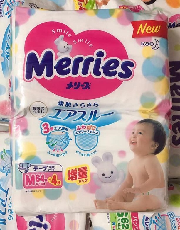 [Hàng chính hãng] Tã Merries dán nội địa Nhật size NB96/S88/M68