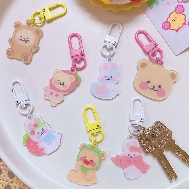 Móc khóa acrylic keychain gấu thỏ đáng yêu